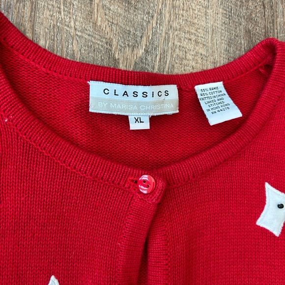 Classic Elements Red Cardigan with Dog Pattern - Picture 2 of 2